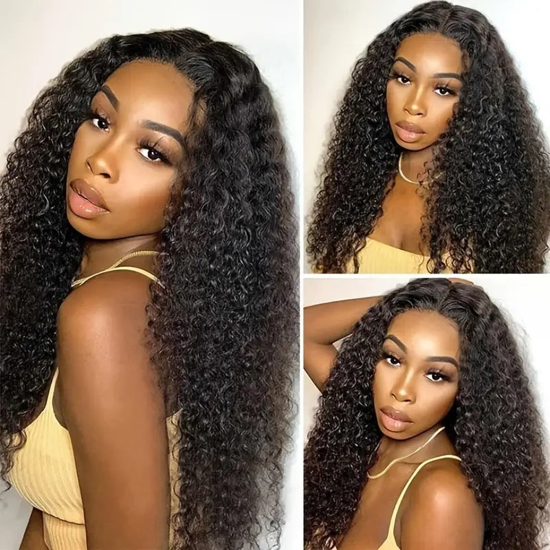 Lace Front Curly Wig Long Synthetic Hairpiece with Bangs