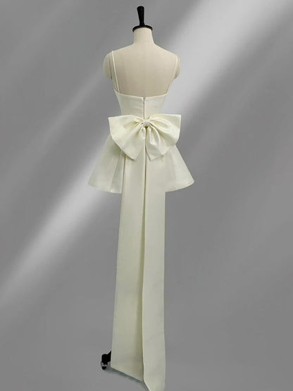 Elegant Satin Bow Evening Dress