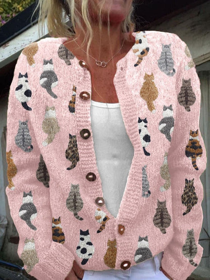 Womens 3D Printed Knit Cardigan