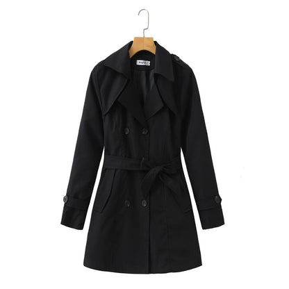 Women's Korean Style Mid-Long Trench Coat with Pockets