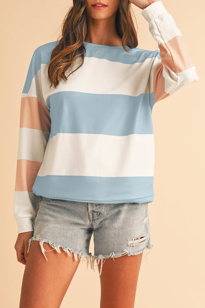 Sweatshirt met kleurblokken verlaagde schouders en lange mouwen