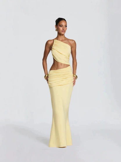 Slim-Fit Hollow-Out Waist Long Dress