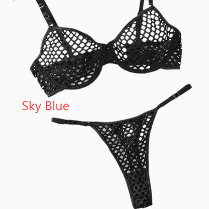 Hollow Mesh Lingerie Two-Piece Set