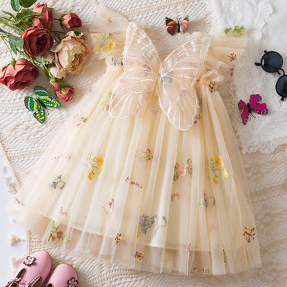 Girls Butterfly Wing Mesh Dress