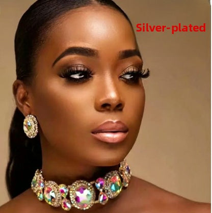 Crystal Circle Earrings and Necklace Set