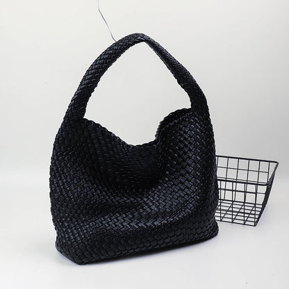 Handgeweven PU-leren bucket bag voor dames