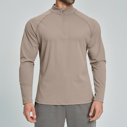 Men's Breathable Half-Zip Long-Sleeve Nylon Top for Fitness and Hiking