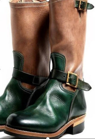 Mens Belt Buckle Mid-Calf Chelsea Boots