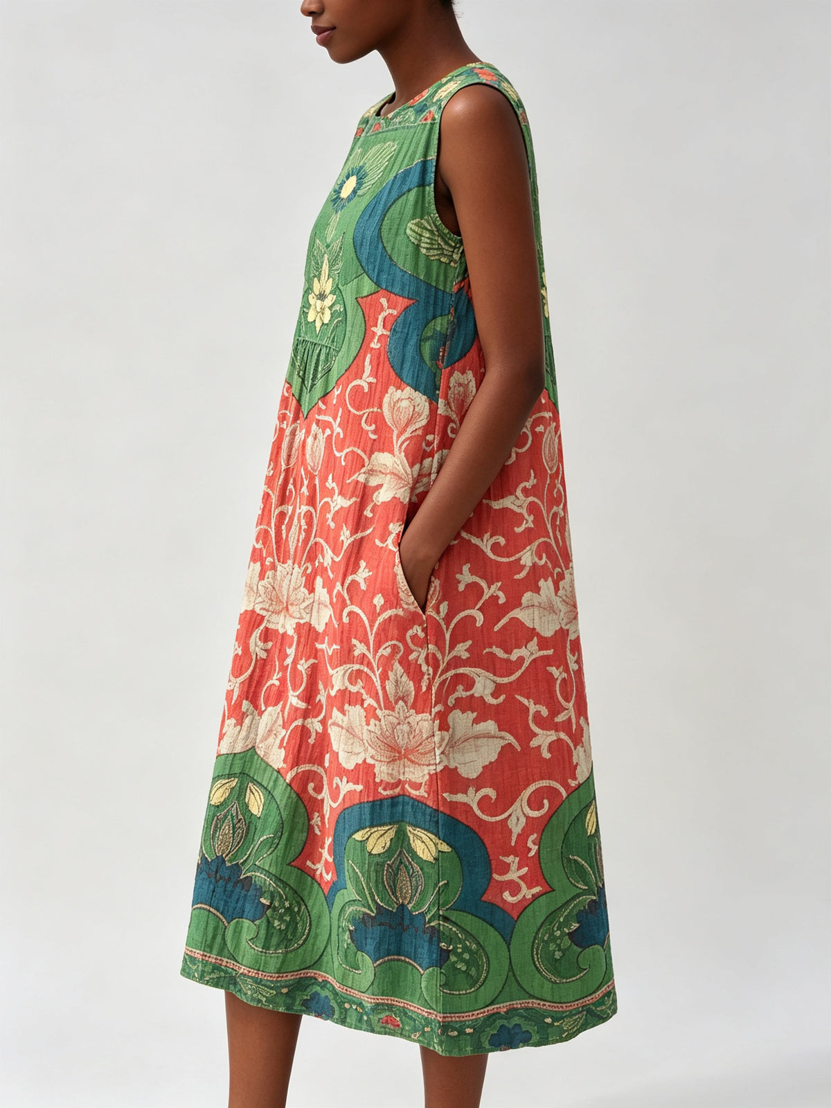 Sleeveless Printed Elegant Long Dress