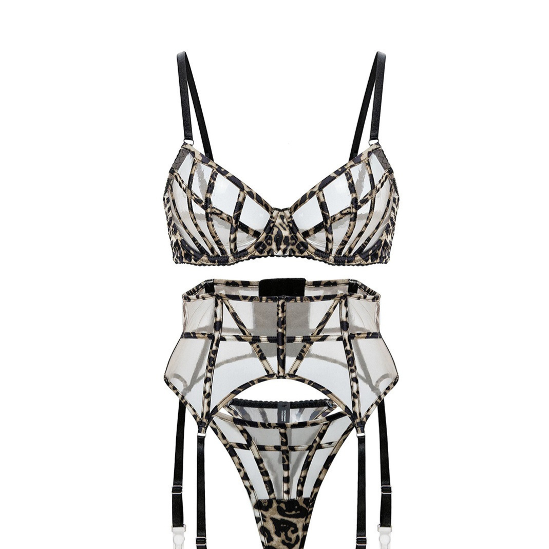 Sheer Mesh Lingerie Set with Stockings