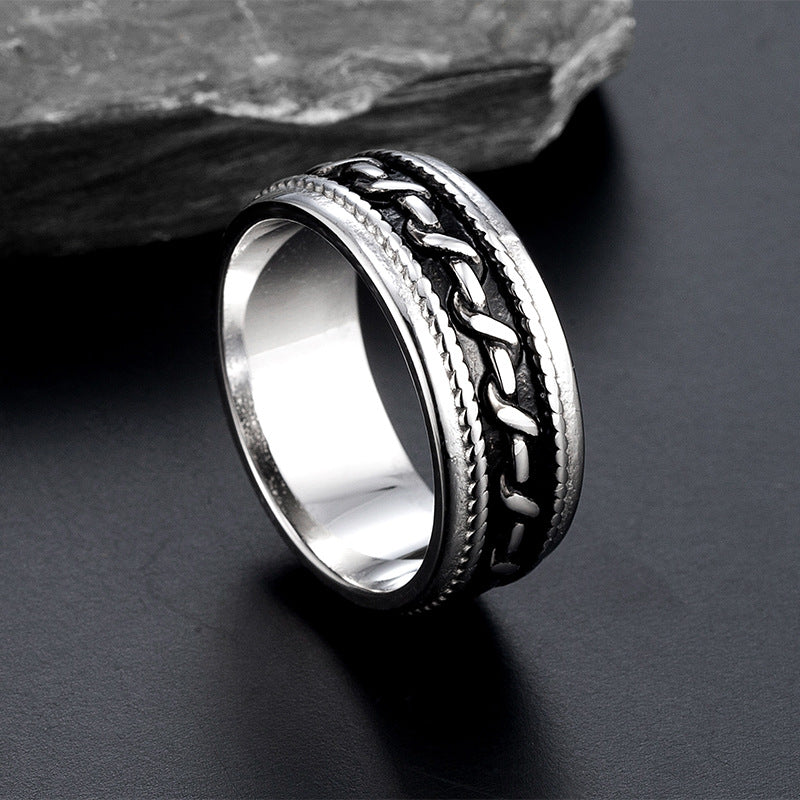 Retro Men's Titanium Steel Rotating Ring