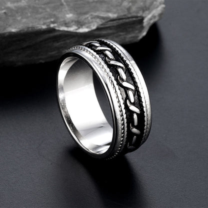 Retro Men's Titanium Steel Rotating Ring