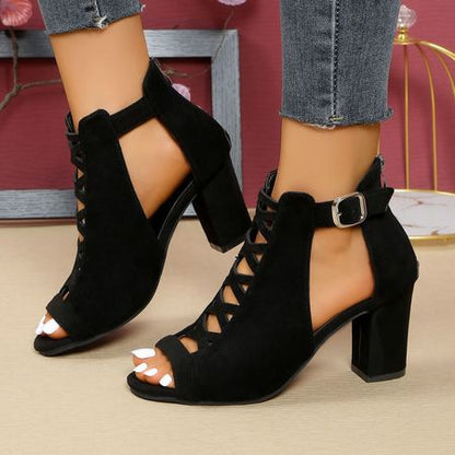 Side Hollow Stiletto High Heel Sandals