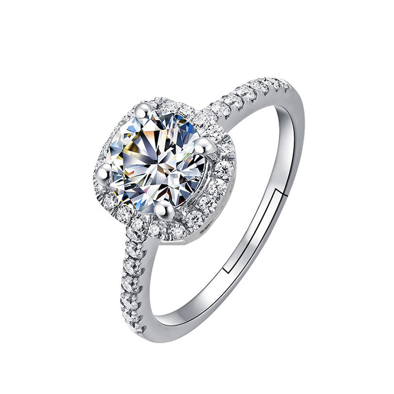 Adjustable Cubic Zirconia Ring Women Classic Six Claw Design