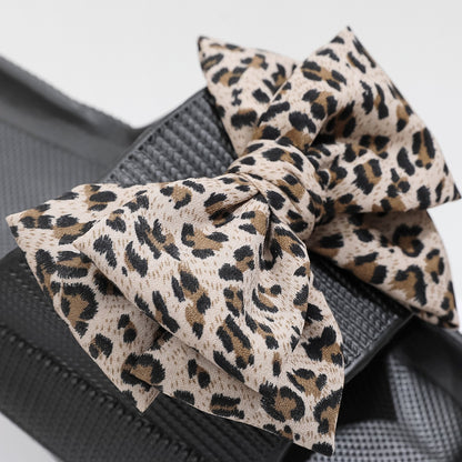 Women's Leopard Print Bow EVA Sandals