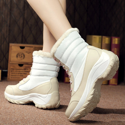 Womens Fleece-Lined High-Top Winter Snow Boots Outdoor Hiking Shoes