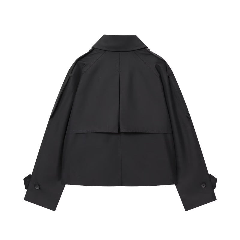 Women's lightweight double-breasted water-resistant short coat with windproof function