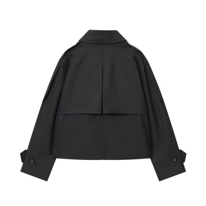 Women's lightweight double-breasted water-resistant short coat with windproof function