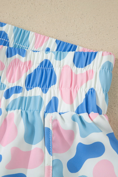 Camouflageprint shorts met hoge taille en plooien