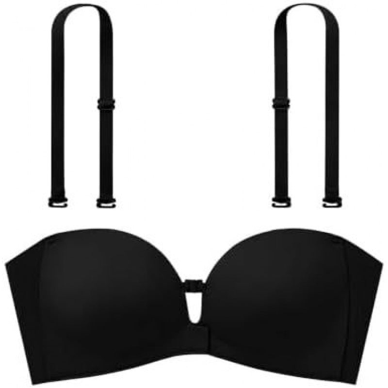 Strapless front-closure bra