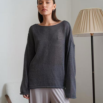 Womens Hollow Knit Pullover Sweater