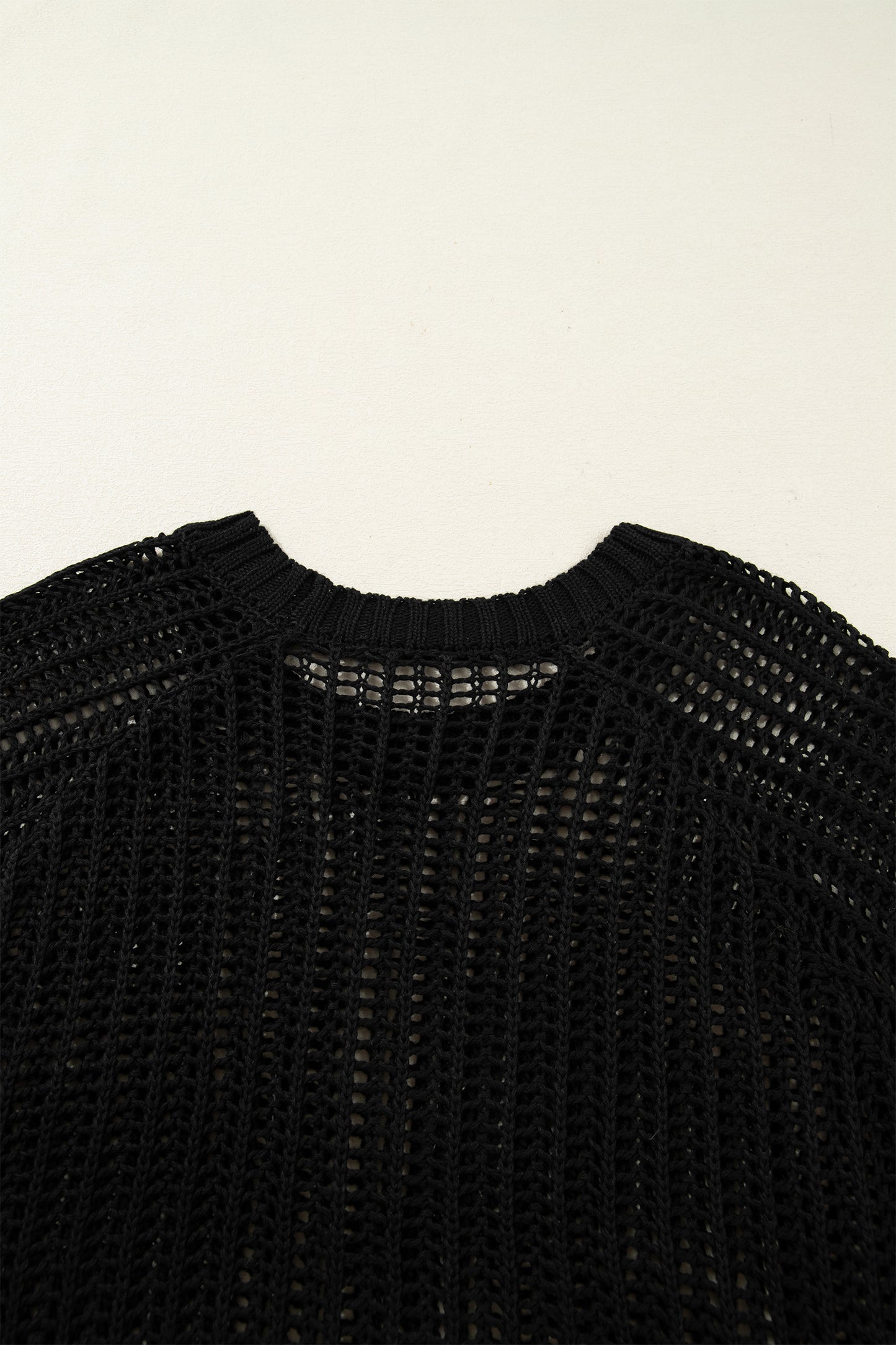 Plus size open gebreide trui met strik en korte mouwen