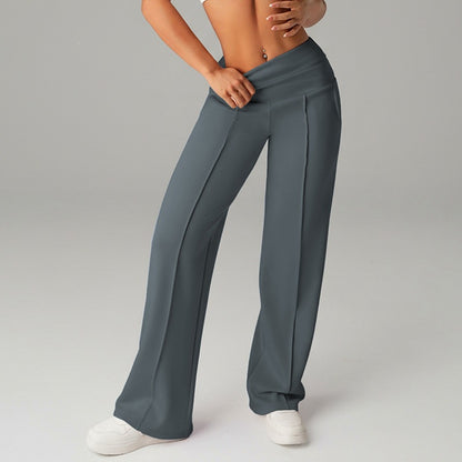 High Waisted Wide Leg Sports Trousers