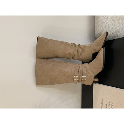 Women's Detachable Buckle High Heel Boots