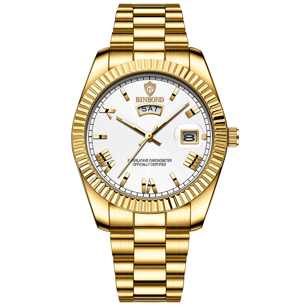 Klassiek zakelijk quartzhorloge met datumaanduiding