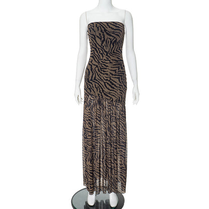 Women's Printed Tube Top Sleeveless Slit Dress