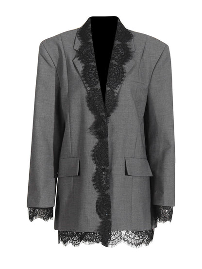 Elegant Lace Embroidered Blazer Jacket