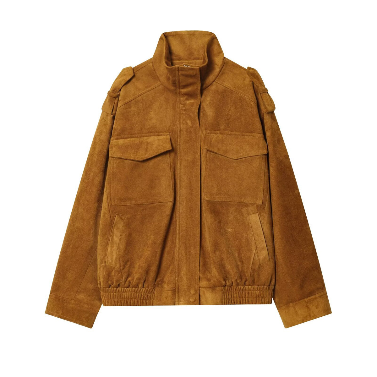 Women's Stand Collar Suede Texture Jacket