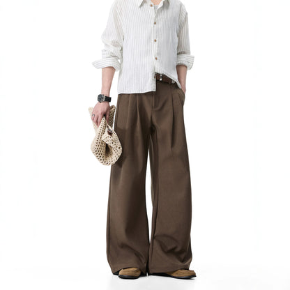 Mens Double Pleated Casual Trousers