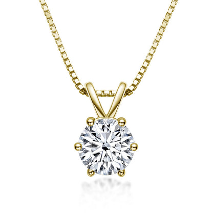 Classic Six-Prong Moissanite Necklace Sterling Silver
