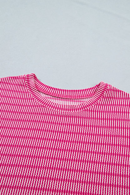 T-shirt met opstaande ribbels los model en shorts met trekkoord in de taille 2-delige set