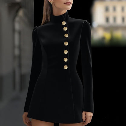 Elegant Solid Color Short Sleeve Dress