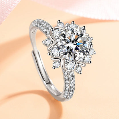 Adjustable Cubic Zirconia Ring Women Classic Six Claw Design