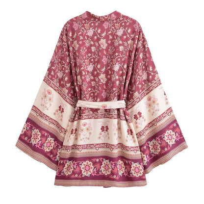 Summer Bohemian Floral Kimono Dress