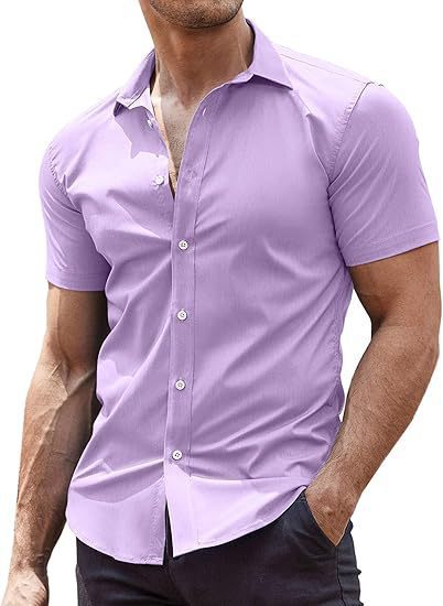Mens Classic Business Casual Short Sleeve Shirt