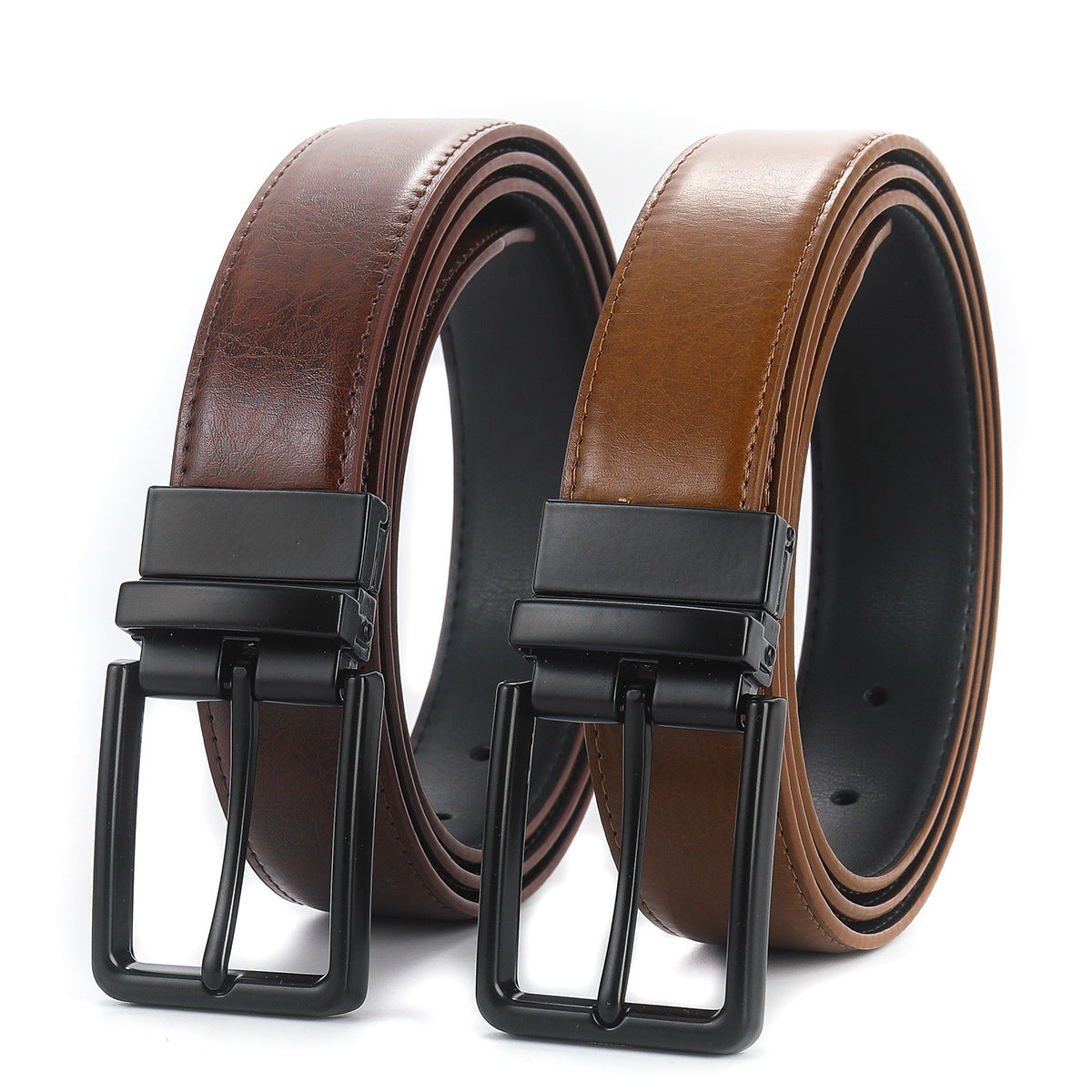 Men's two-layer cowhide belt