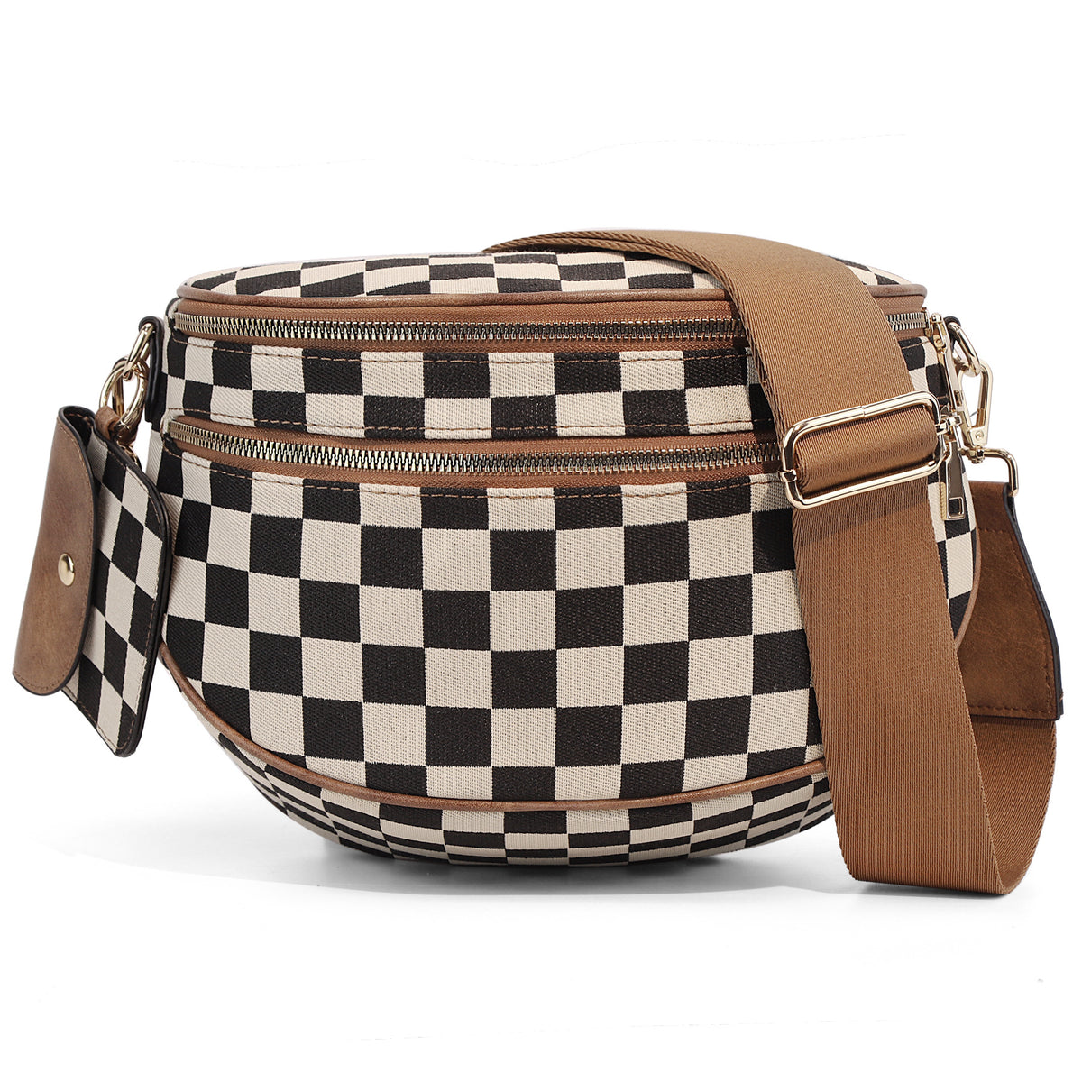 Checkerboard Pattern Crossbody Shell Bag