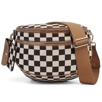 Checkerboard Pattern Crossbody Shell Bag