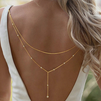 Y-Shaped Rhinestone Pendant Necklace