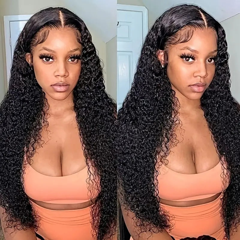 Lace Front Curly Wig Long Synthetic Hairpiece with Bangs