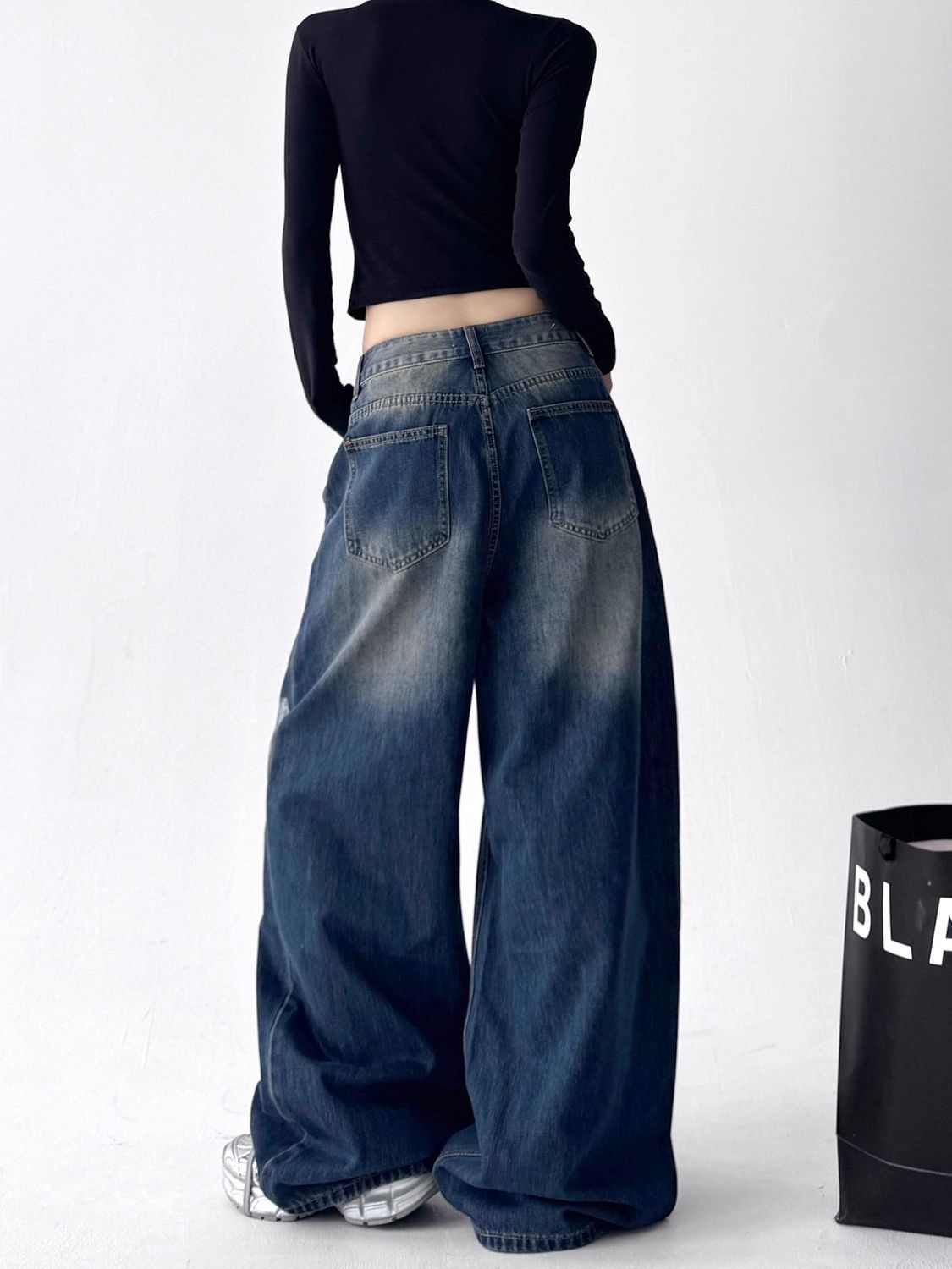 Retro Star Graffiti Wide Leg Jeans