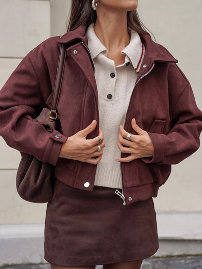 Retro Brown Suede Jacket for Women