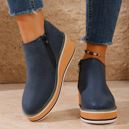 Womens Retro Wedge Boots