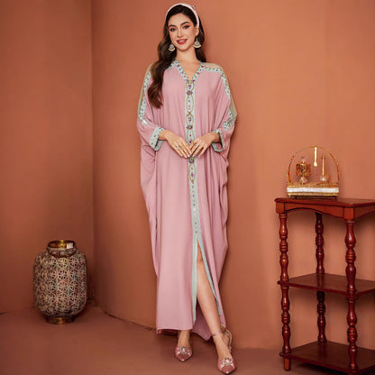 Losvallend Jurk Met Mesh Kralen En Vleermuismouwen