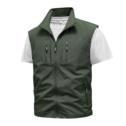 Multi-pocket geborduurd vest