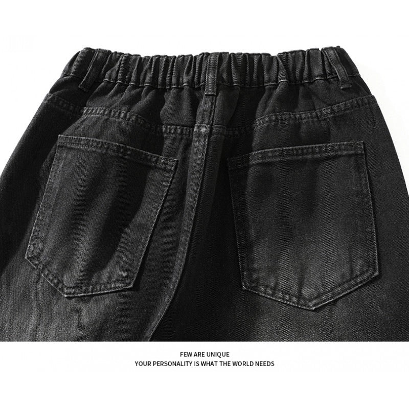 Black and gray stretchy flared jeans for men